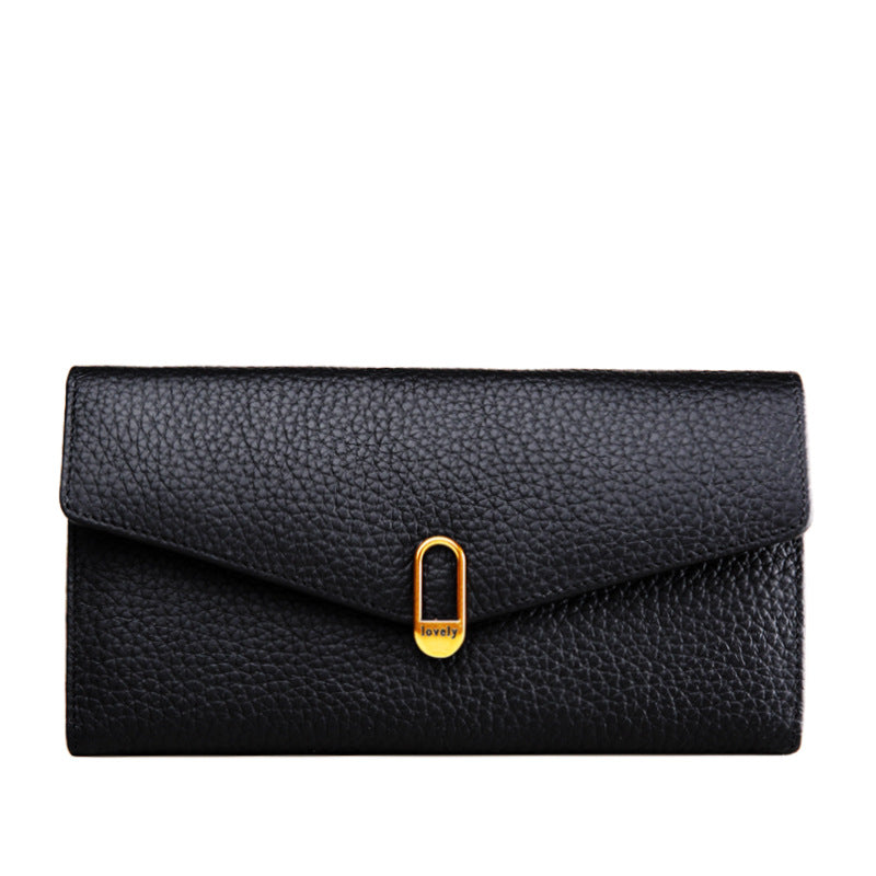 Women's Top Layer Cowhide Leather Long Large Ladies Wallets
