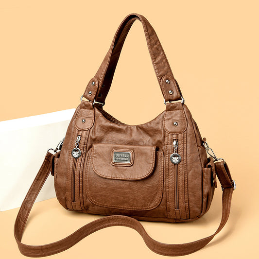 Women's Retro Soft Leather Motorcycle Trendy Quality Handbags