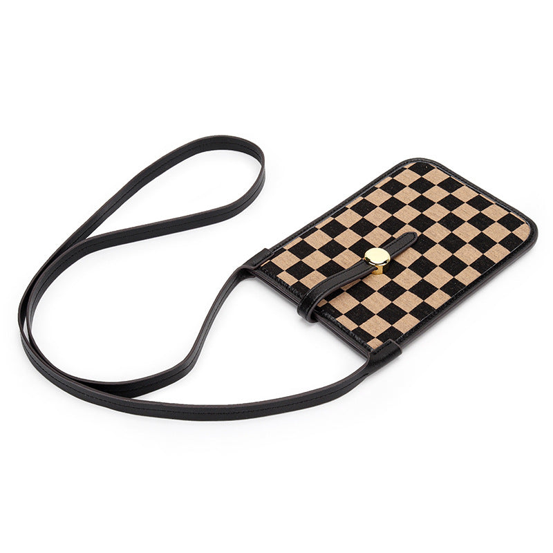 Women's Mobile Female Fashion Thin Plaid Cowhide Phone Bags
