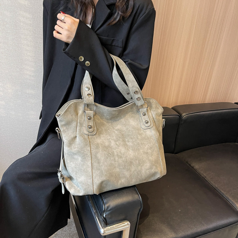 Women's Retro Fashionable Simple Korean Style Large Backpacks