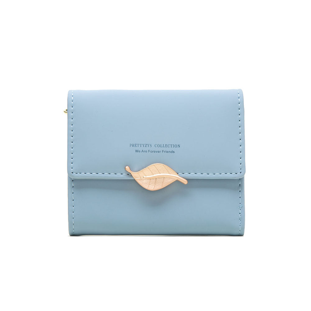 Women's Short Solid Color Korean Style Fresh Three-fold Folding Ladies Wallet