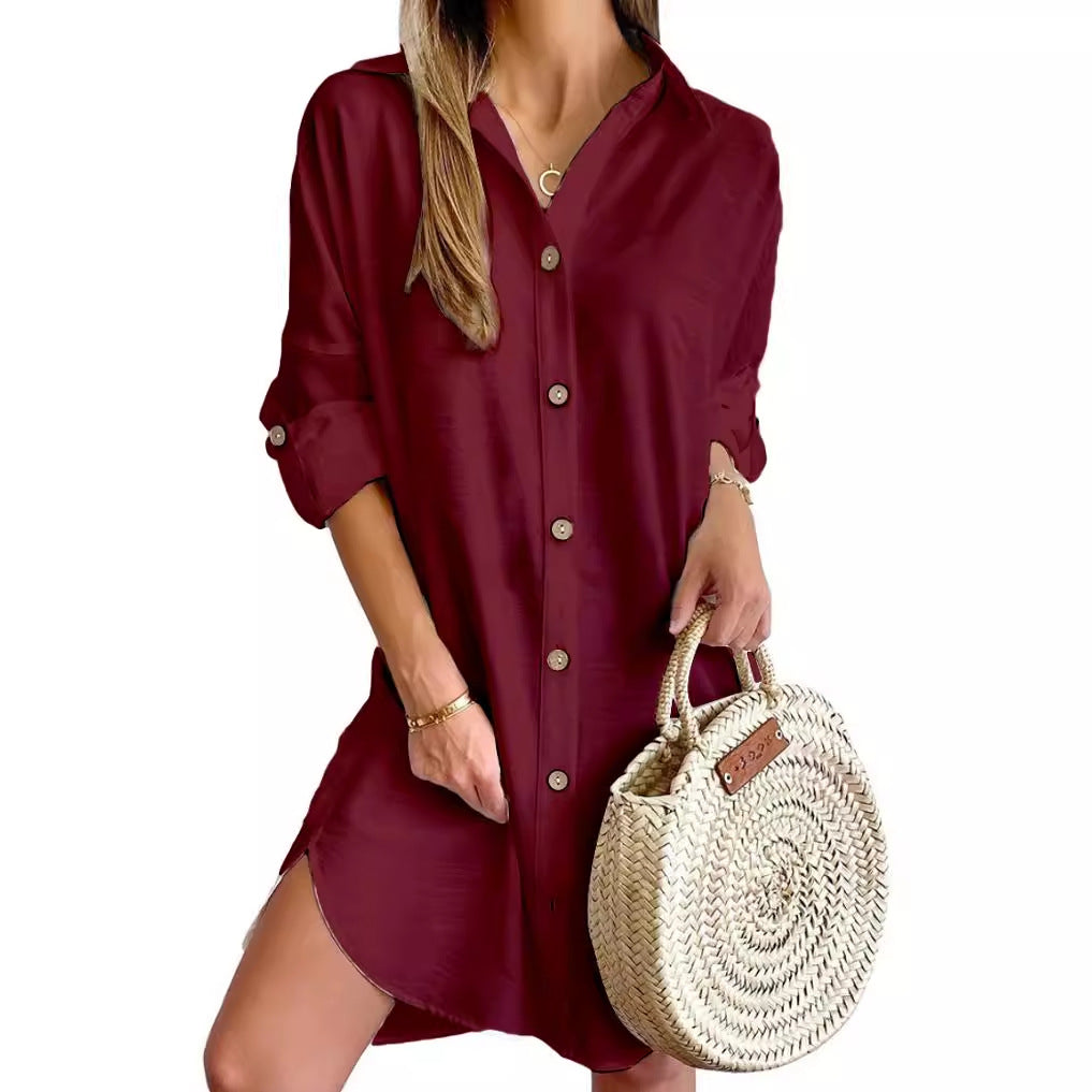 Women's Autumn Casual Long Sleeve Lapel Button Clothing