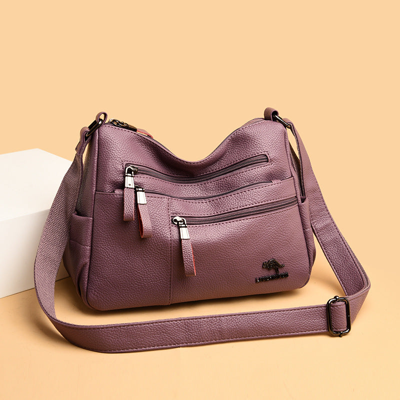 Women's Mom Soft Leather Versatile Large Capacity Crossbody Bags