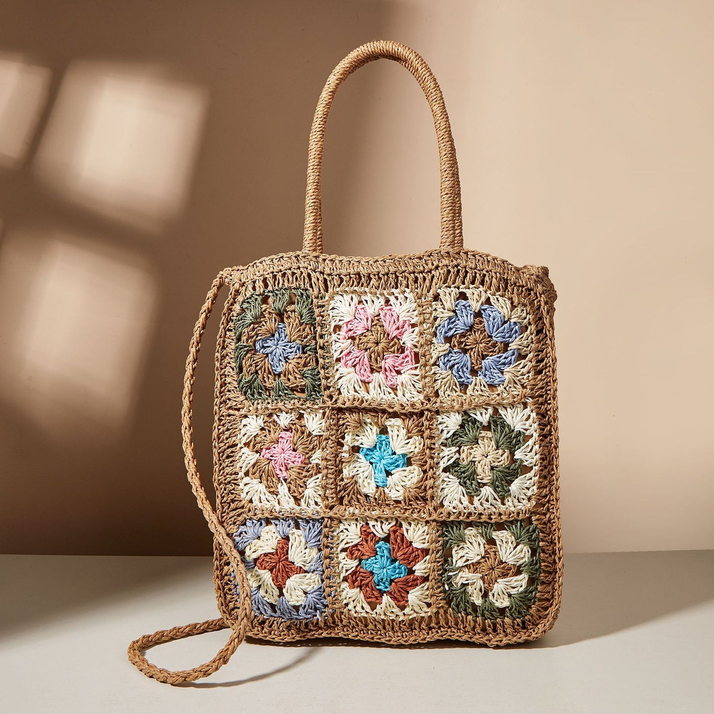 Women's Straw Flower Beach Ethnic Style Hand Shoulder Bags