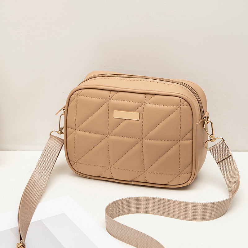 Triangle Rhombus Embroidered Trendy Stylish Portable Simple Large Capacity Light Women's Messenger Bag