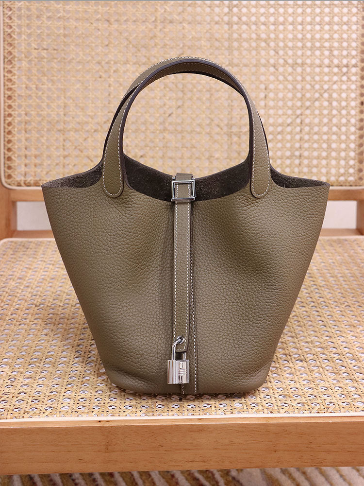 Women's Top Layer Cowhide Leather Portable Vegetable Handbags