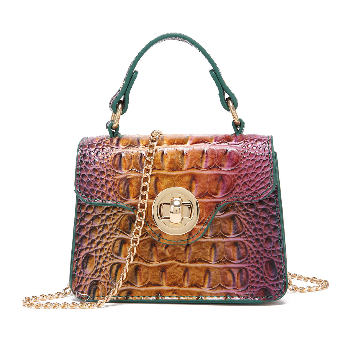 Women's Portable Retro Brahmin Crocodile Pattern Crossbody Bags