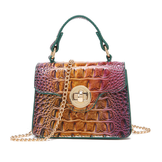 Women's Portable Retro Brahmin Crocodile Pattern Crossbody Bags