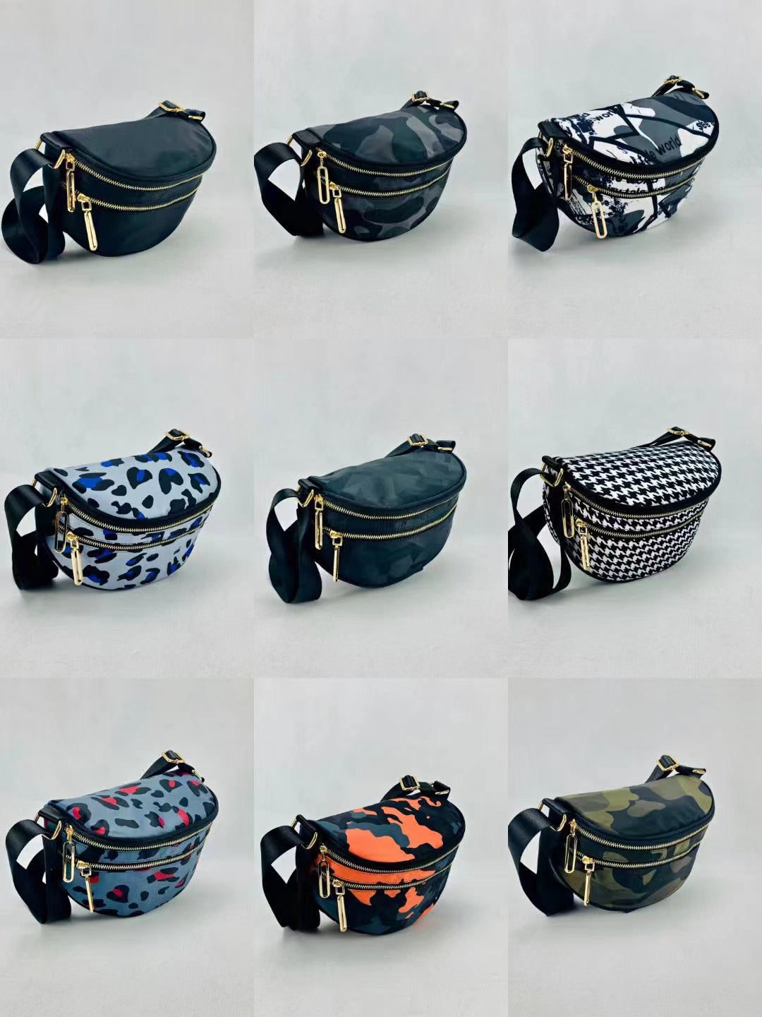 Women's Saddle Lightweight Nylon Oxford Cloth Semicircle Crossbody Bags