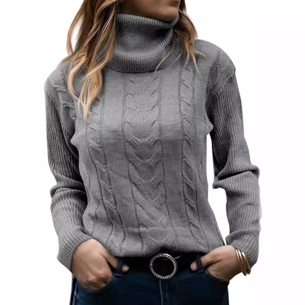 Women's Solid Color Turtleneck Retro Long Sleeve Sweaters