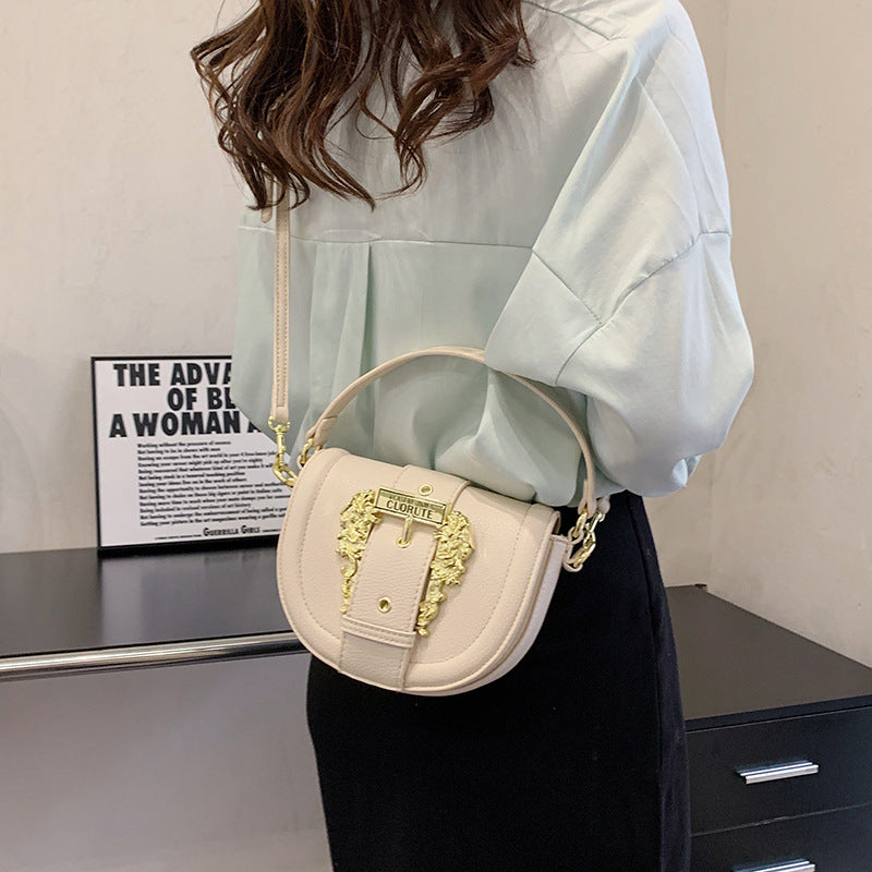 Women's Saddle Retro Simple Advanced Texture Shoulder Bags