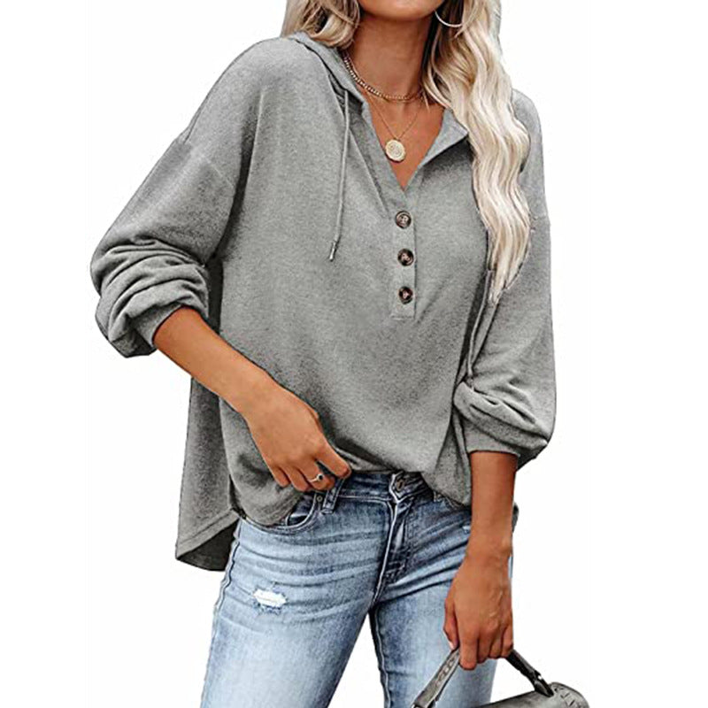 Women's Casual Loose Solid Color Hoodie Sweaters