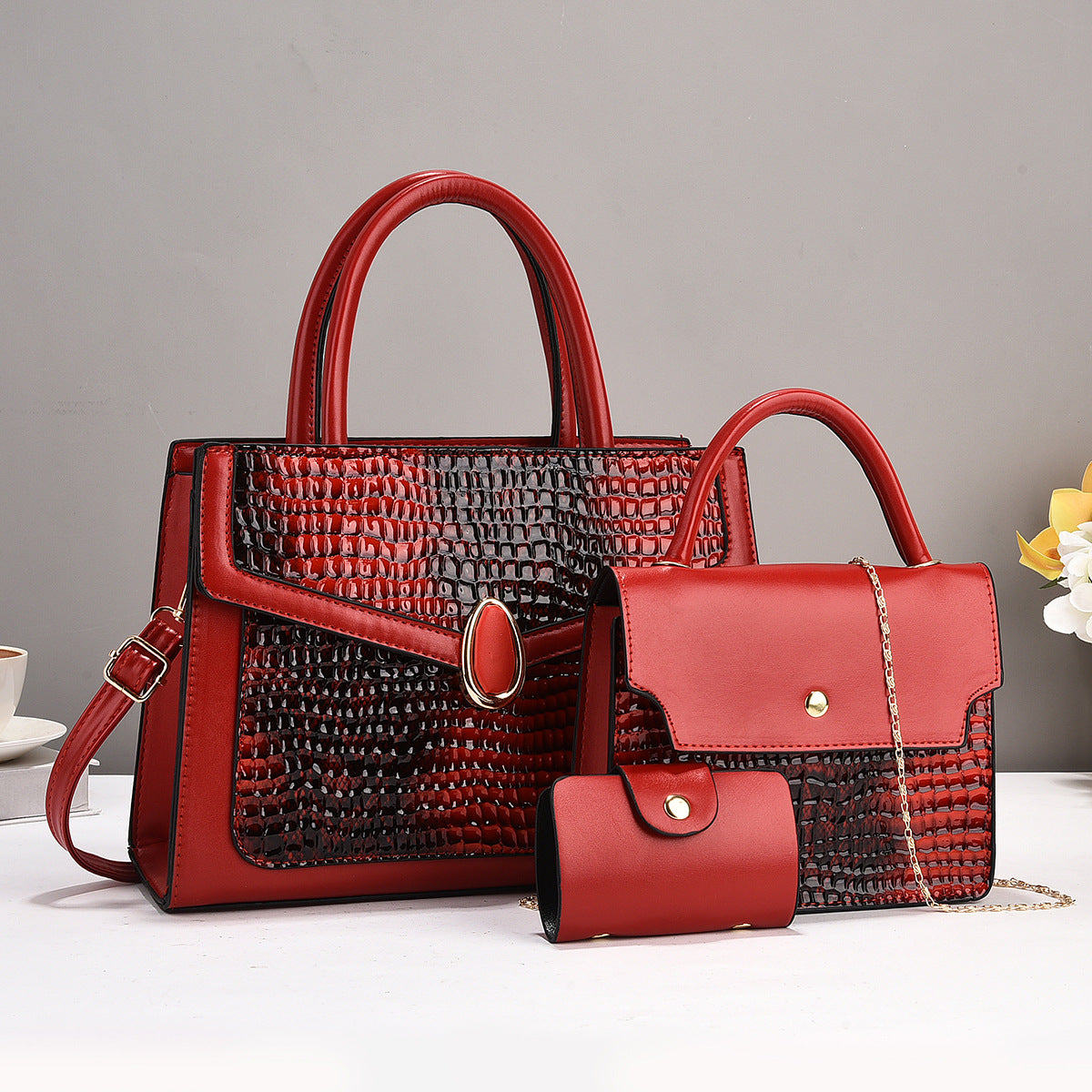 Women's Three-piece Fashion Creative Stone Pattern Western Bags