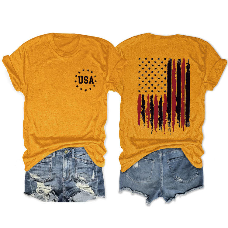 Women's Flag Summer Sleeve Fashion T-shirt Blouses