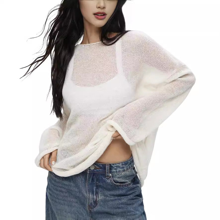Women's Beach Cover-up Pure Desire Solid Color Sweaters