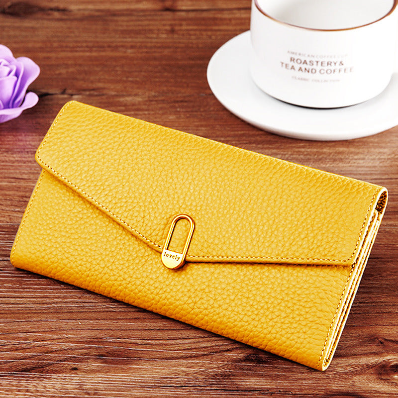 Women's Top Layer Cowhide Leather Long Large Ladies Wallets