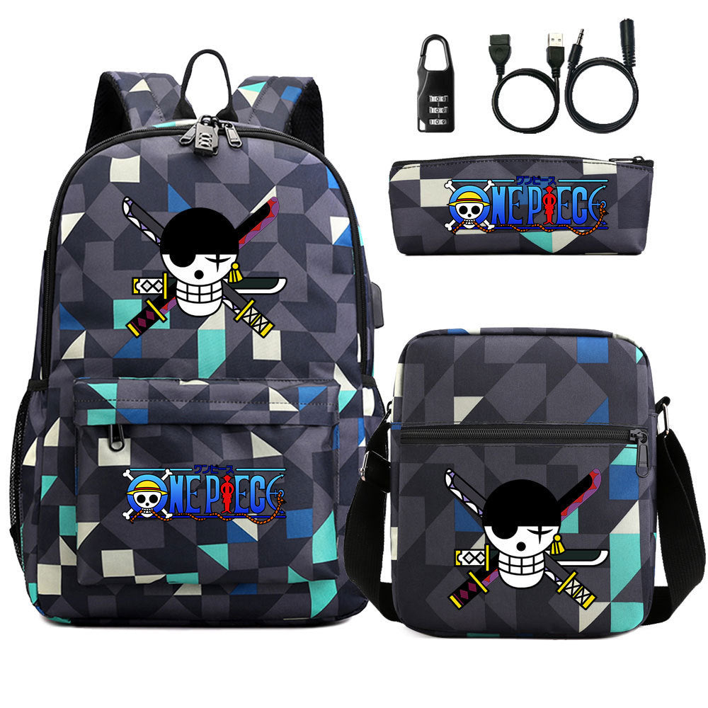 Women's & Men's & Cartoon One Piece Password Pencil Middle School Students' Schoolbags