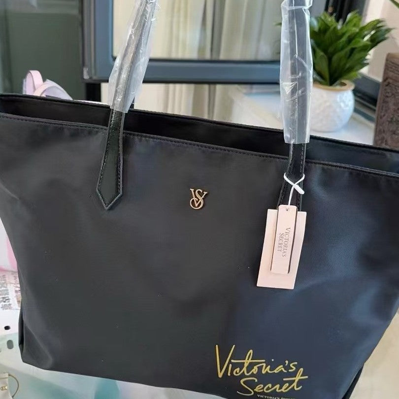 Women's Pink Striped Shopping Portable Leisure Handbags