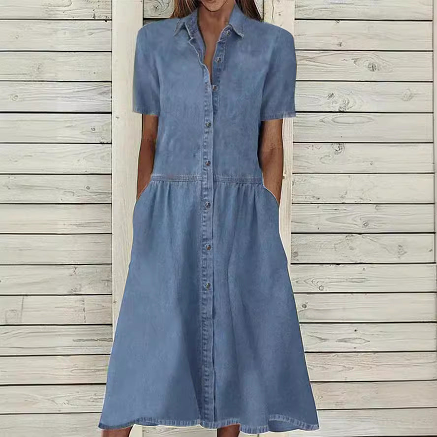 Comfortable Lapel Temperament Leisure Denim Dress Dresses