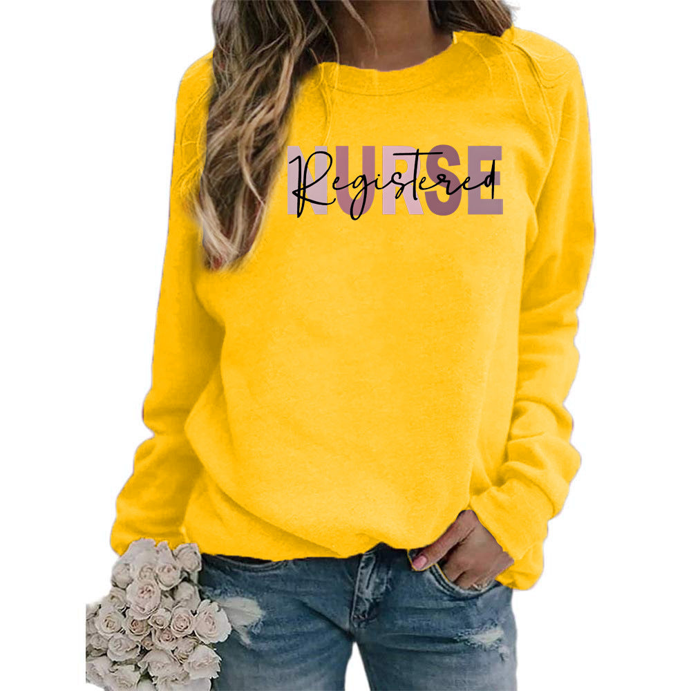 Women's Printed Round Neck Versatile Casual Loose Sweaters