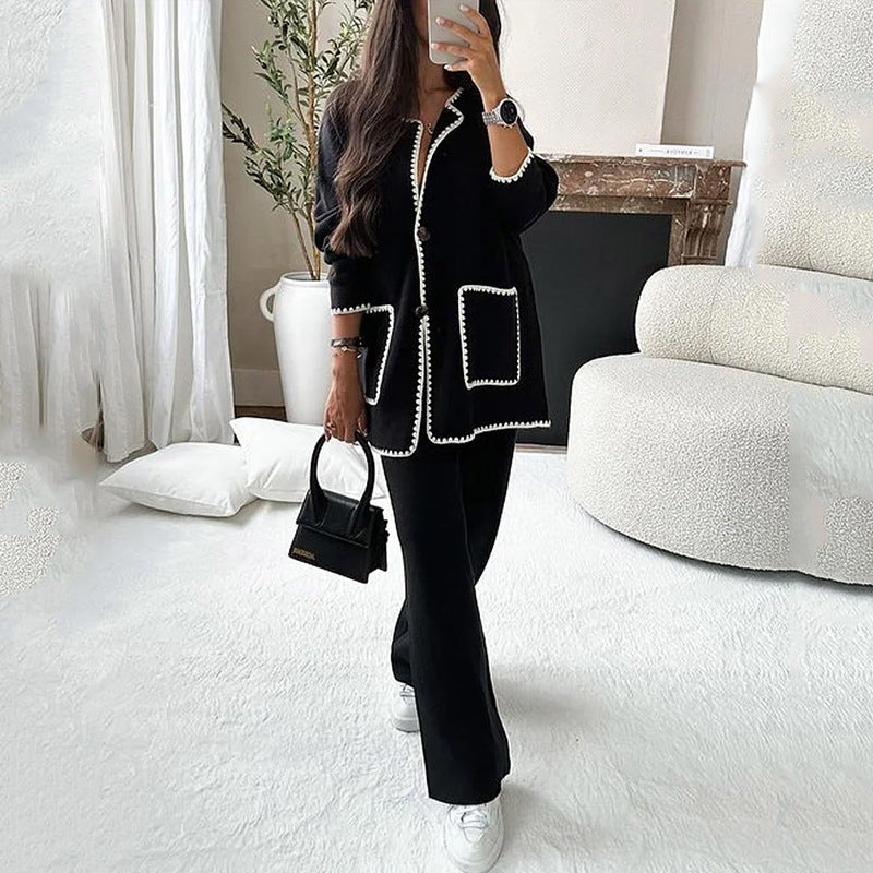 Women's Fashion Casual Loose Solid Color Two-piece Suits