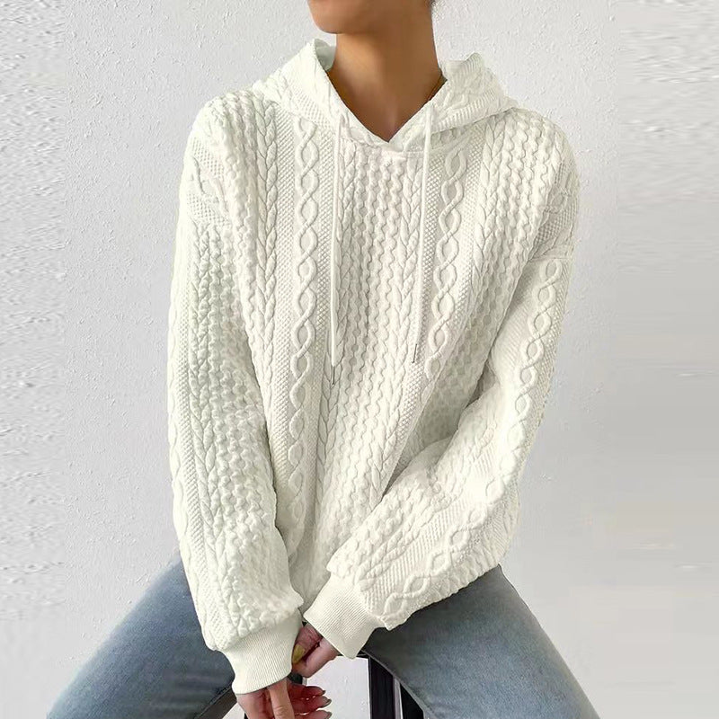 Autumn Casual Style Jacquard Hooded Long Sweaters