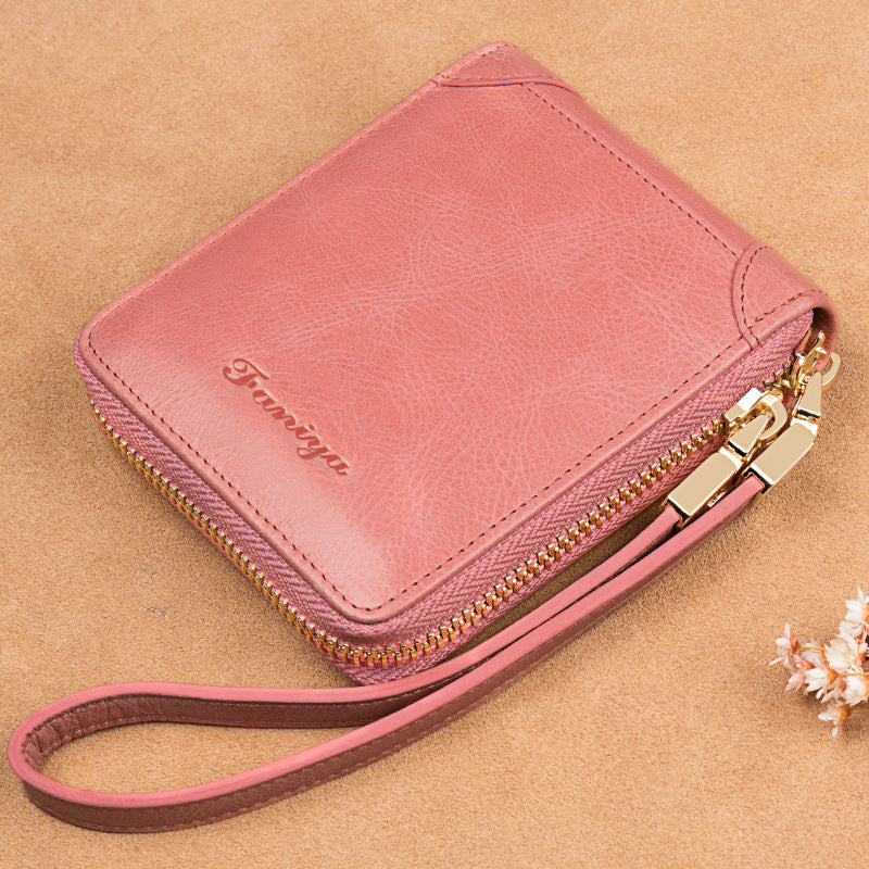 Women's Ya Short Leather Zipper One Billfold Coin Purses