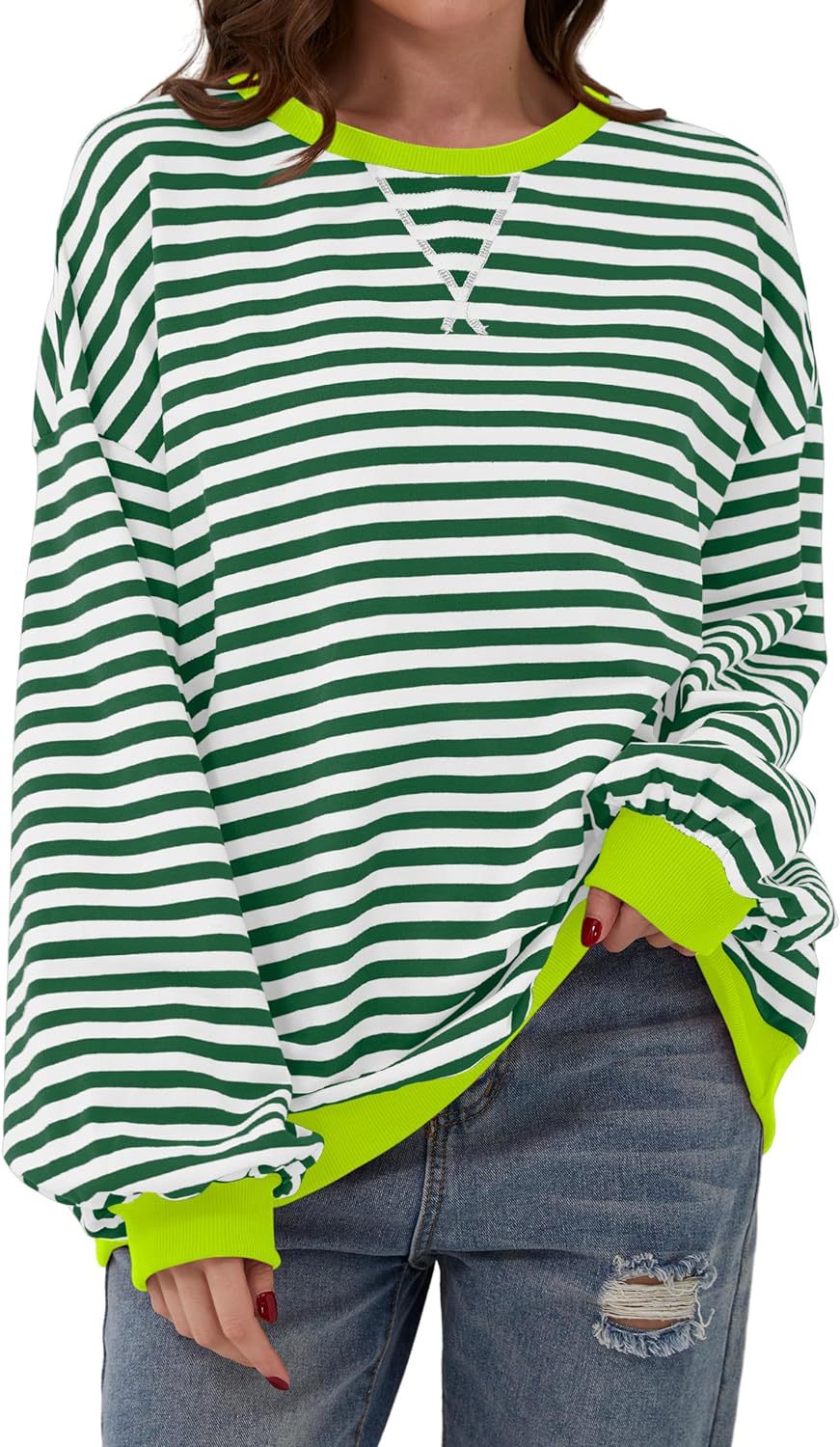 Women's Slouchy Innovative Loose Casual Striped Sweaters