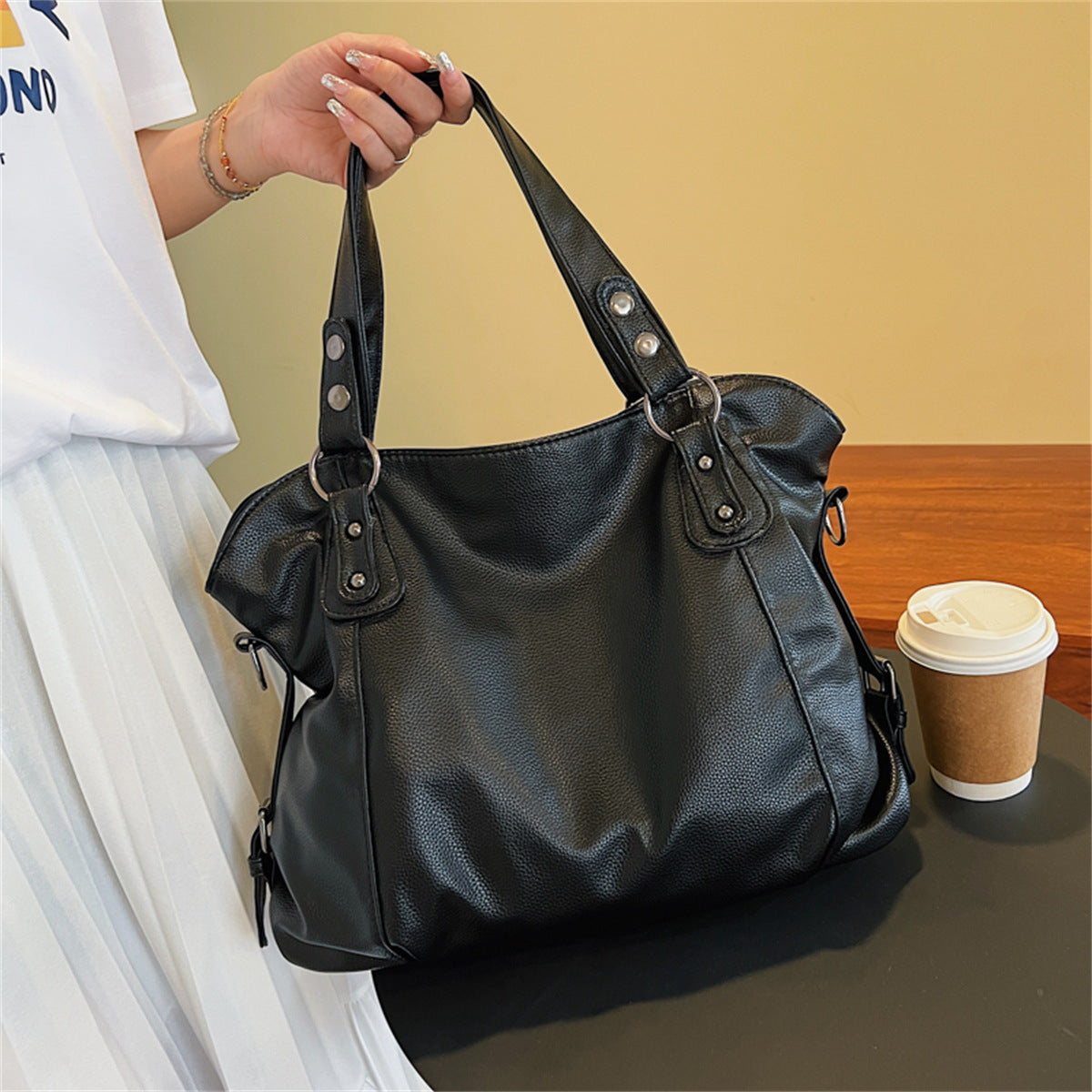 Women's Retro Fashionable Simple Korean Style Large Backpacks
