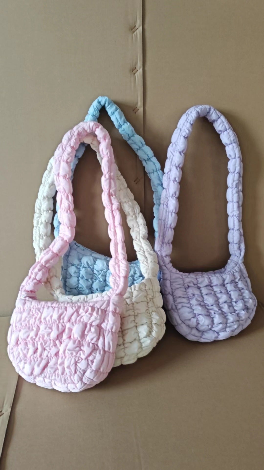 Women's Pleated Cloud Niche Plaid Bubble Down Shoulder Bags