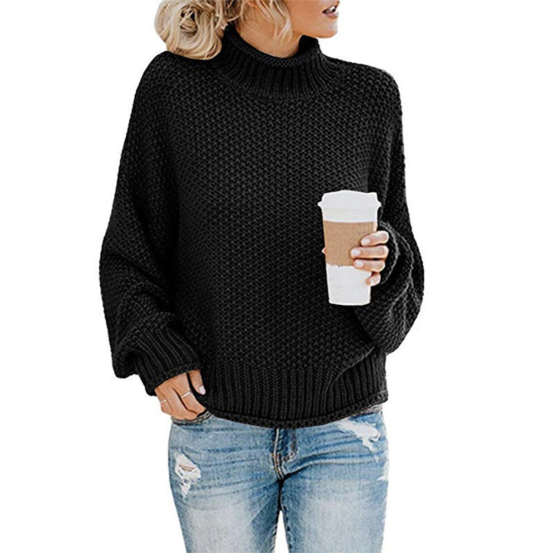 Women's Glamorous Thick Thread Pullover Turtleneck Sweaters
