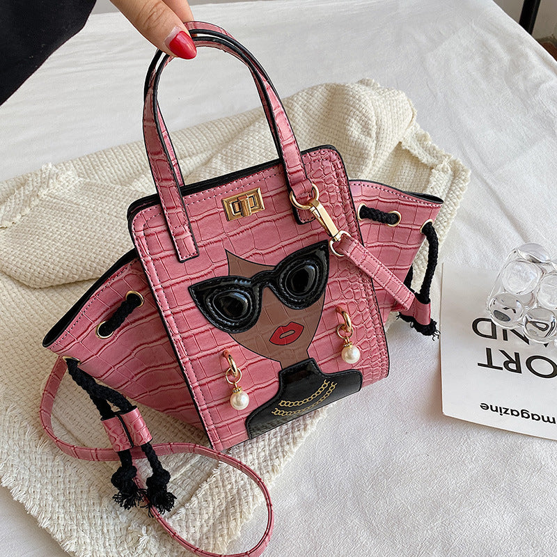 Women's Stone Pattern Cartoon Young Pearl Rivets Bags