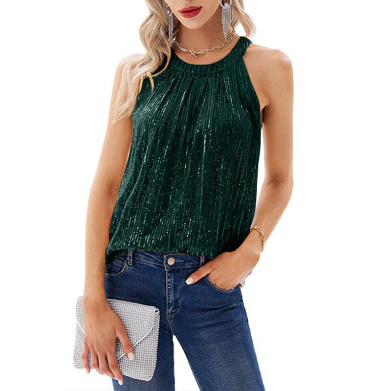 Women's Summer Sequin Sling Party Shirt Tops