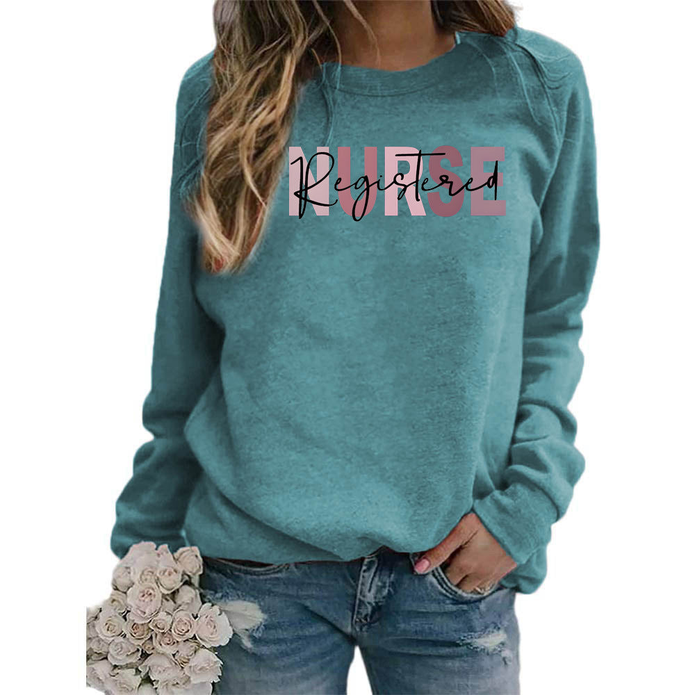 Women's Printed Round Neck Versatile Casual Loose Sweaters