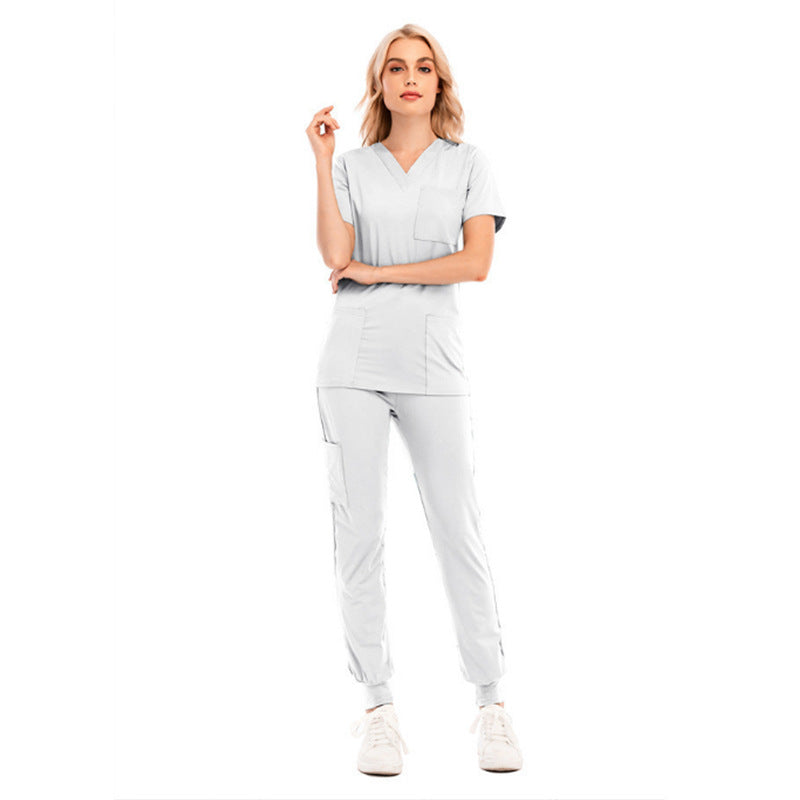 Sports Leisure Solid Color Sleeve Pocket Medical Protective Split Uniform
