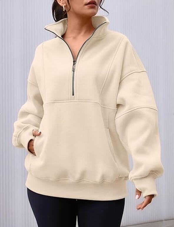 Women's Zipper Patchwork Pocket Brushed Hoody Loose Sweaters