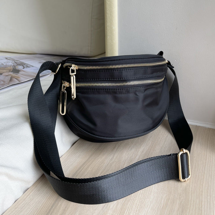 Women's Saddle Lightweight Nylon Oxford Cloth Semicircle Crossbody Bags