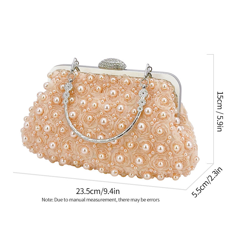 Women's Retro Pearl Dinner Beaded Clutch Wedding Evening Bags