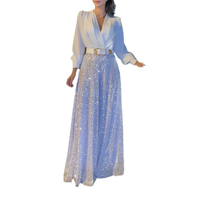 Fashion Long Sleeve Shirt Elegant Waist Suits