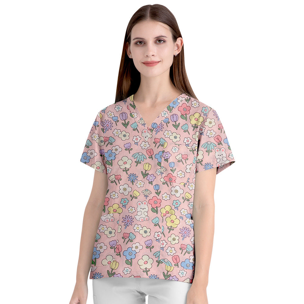 Women's Cartoon Print Surgical Gown Cloth For Uniform