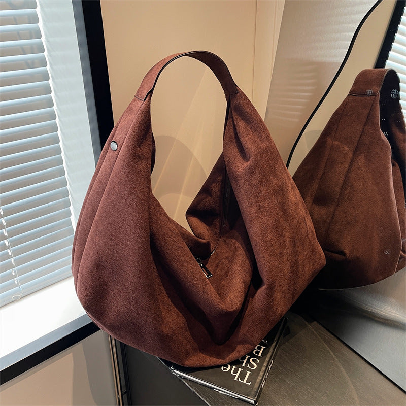 Women's Loose Large Capacity Commuter Suede Shoulder Bags