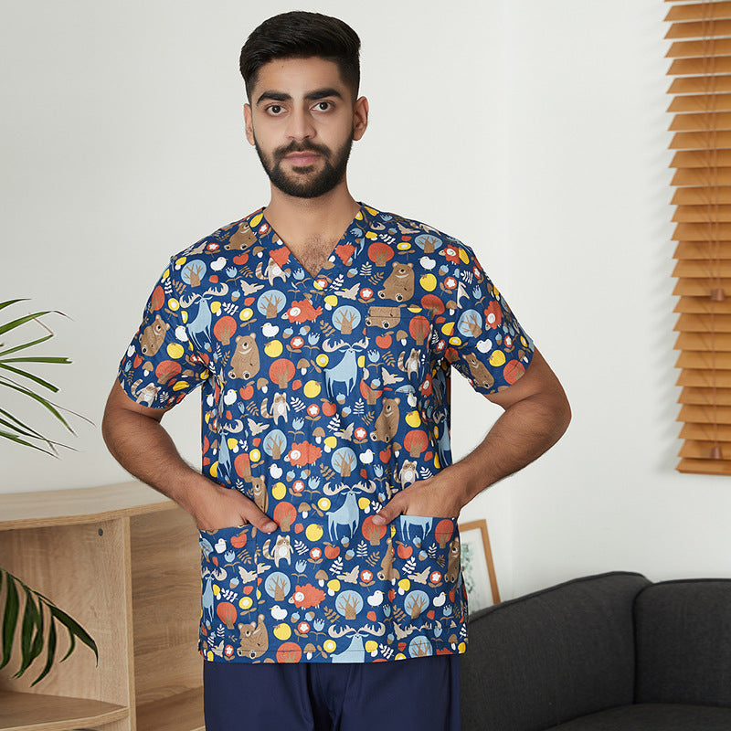 Women's & Men's & Cartoon Printed T-shirt For Surgical Gown Uniform