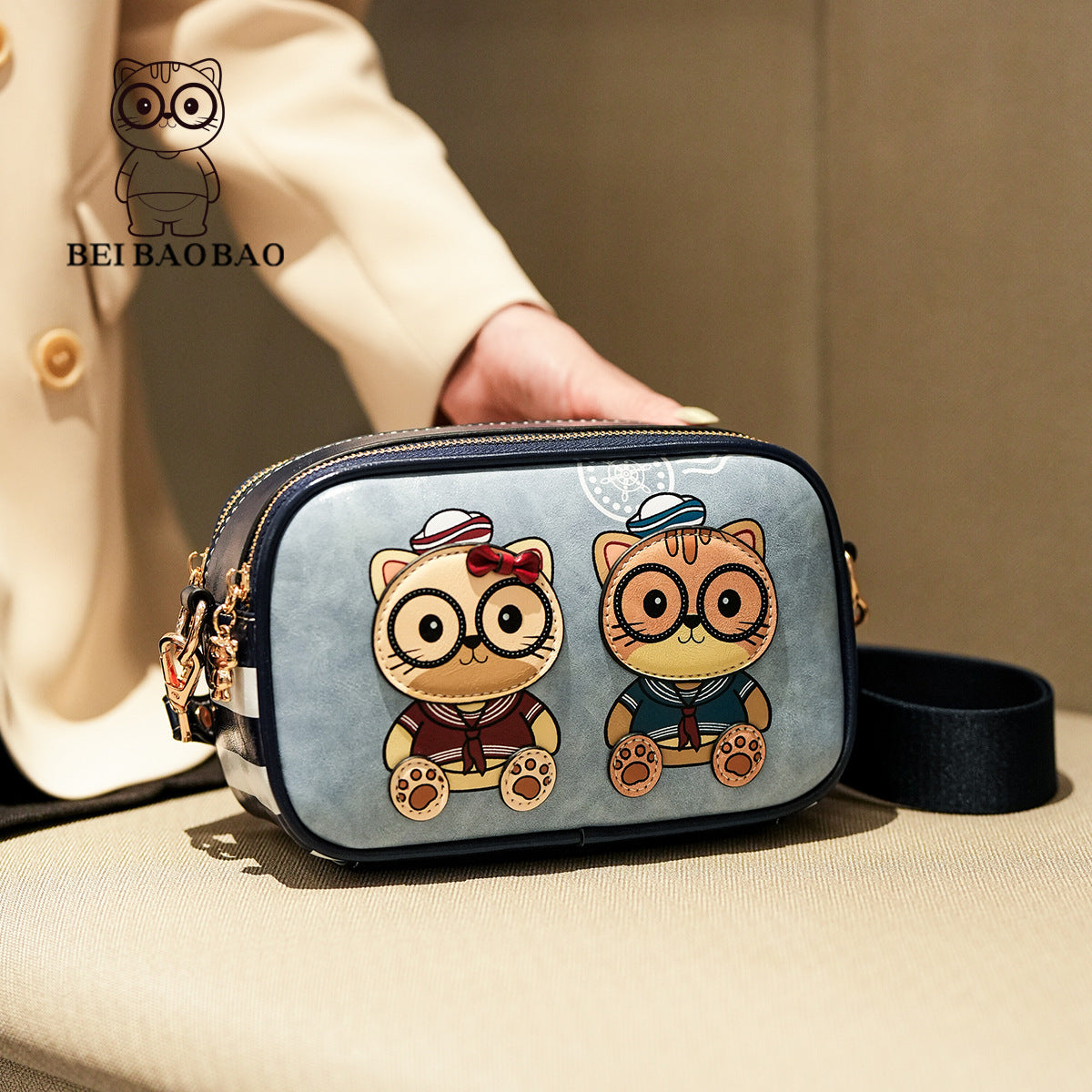 Women's Source Cute Cartoon Cat Stylish Western Women's Messenger Bag