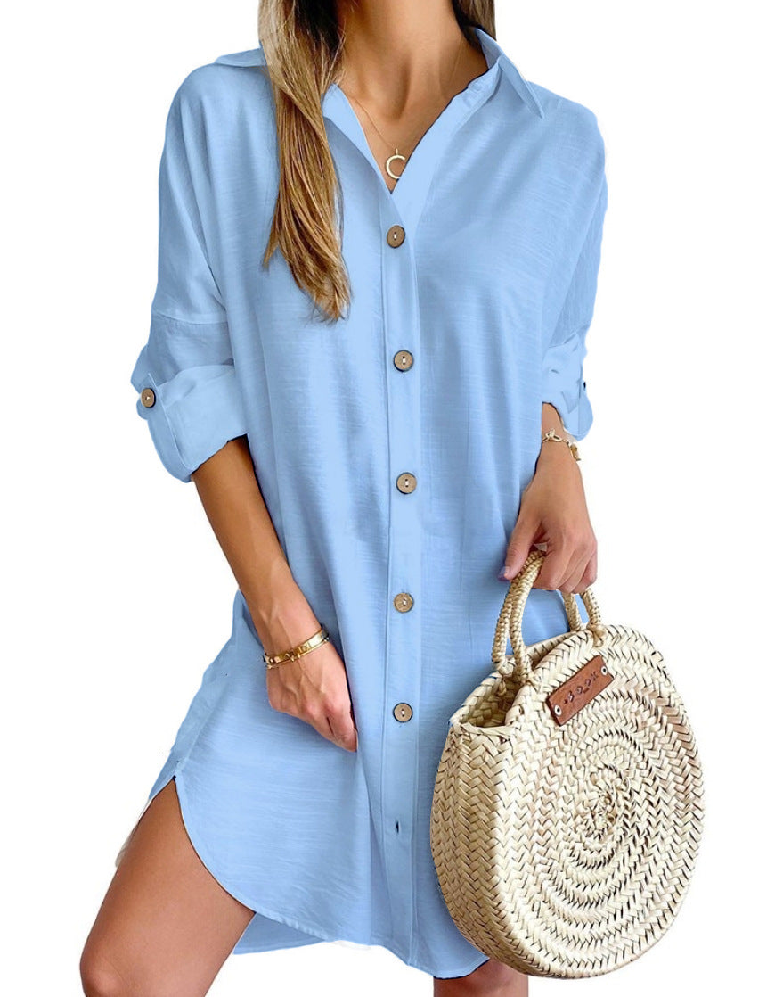 Women's Autumn Casual Long Sleeve Lapel Button Clothing