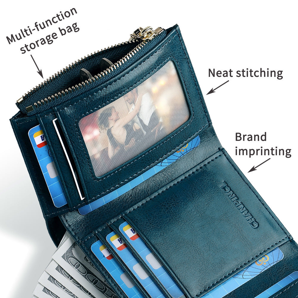 Women's Short Pocket Zipper Double Banknote Position Ladies Wallets