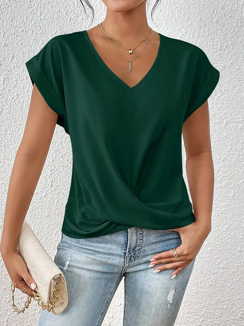 Women's Solid Color T-shirt Elegant Sleeve Blouses