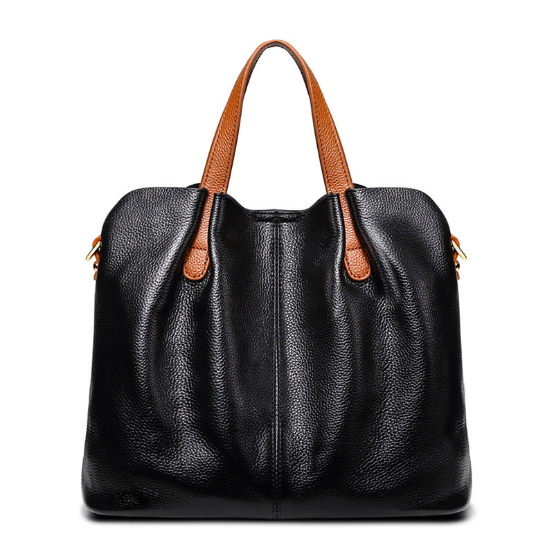 Women's Son Mother Contrast Color Genuine Leather Handbags
