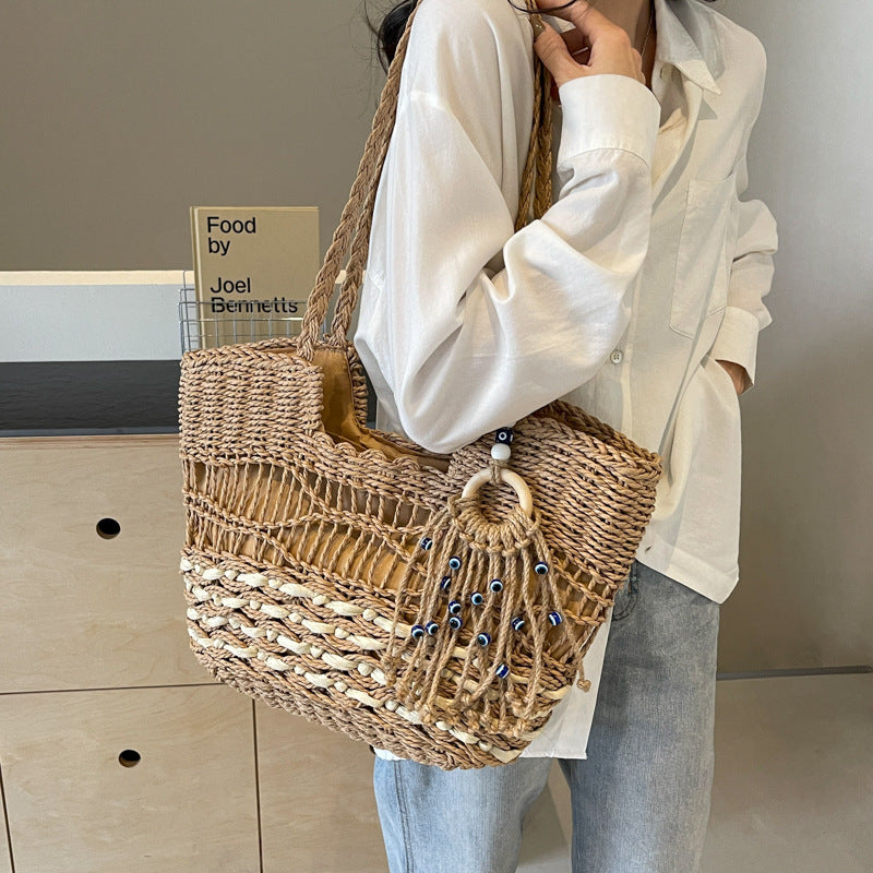 Women's Straw Large Capacity Summer Seaside Beach Tote Bags