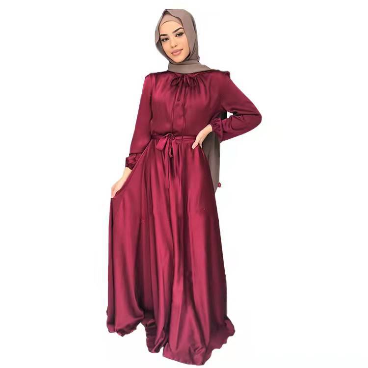 Soft Waist Elegant Satin Dress Large Clothing