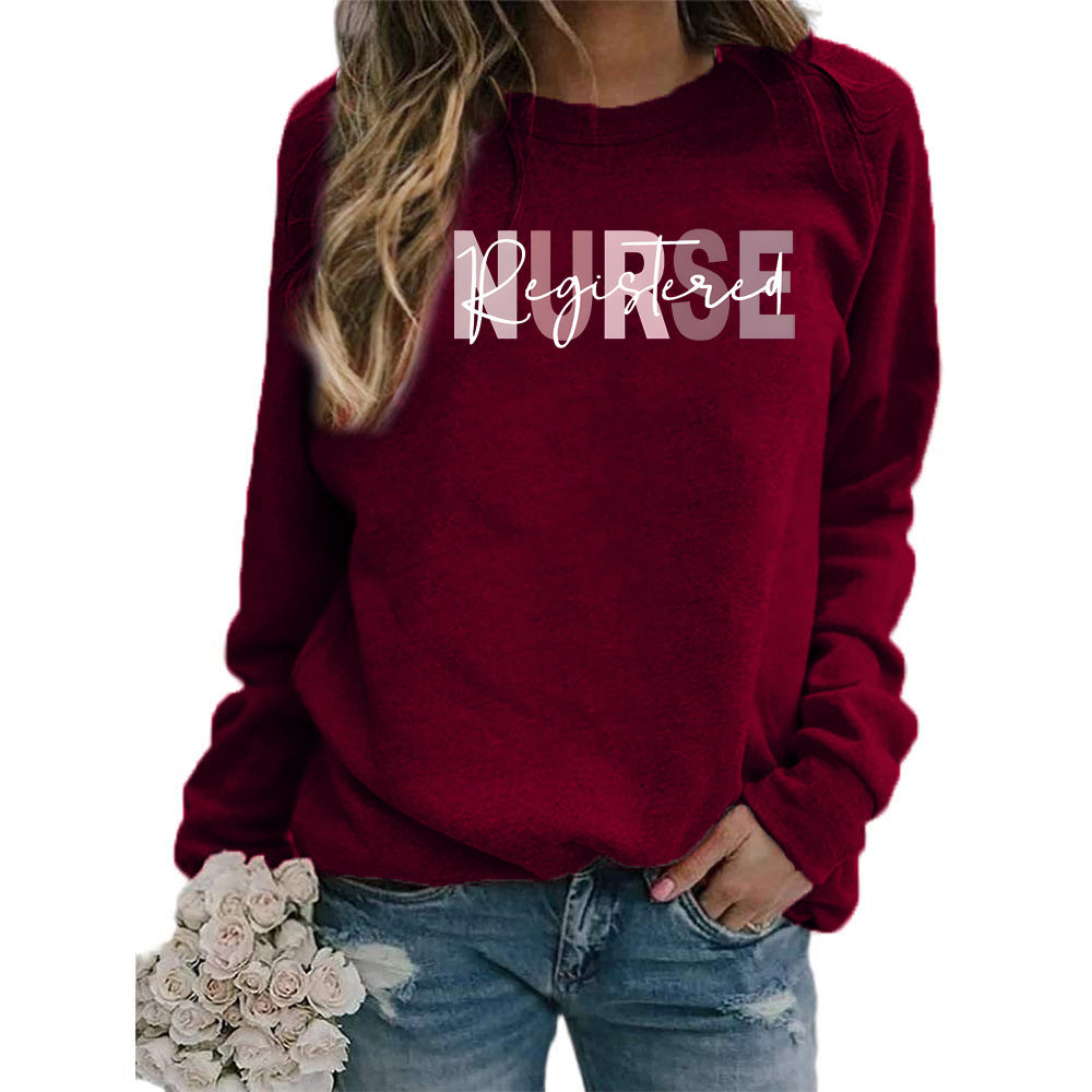 Women's Printed Round Neck Versatile Casual Loose Sweaters